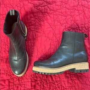 Taos Black Ankle Boots with Cork Platform Sole